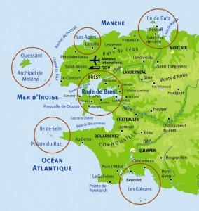 Zones de navigation de Notre-Dame de Rumengol autour du Finistère